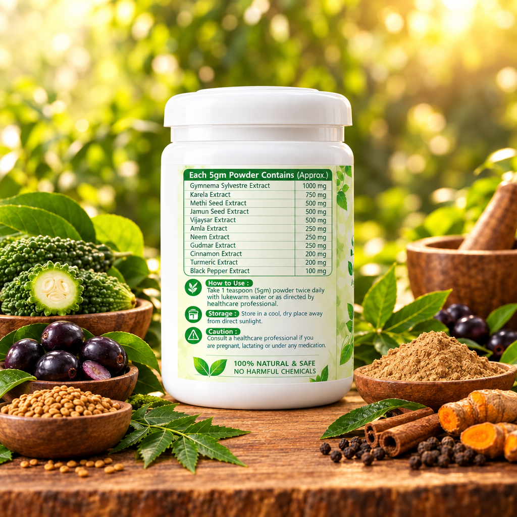 Shankh Diab Care back ingredients - botanical Ayurvedic background